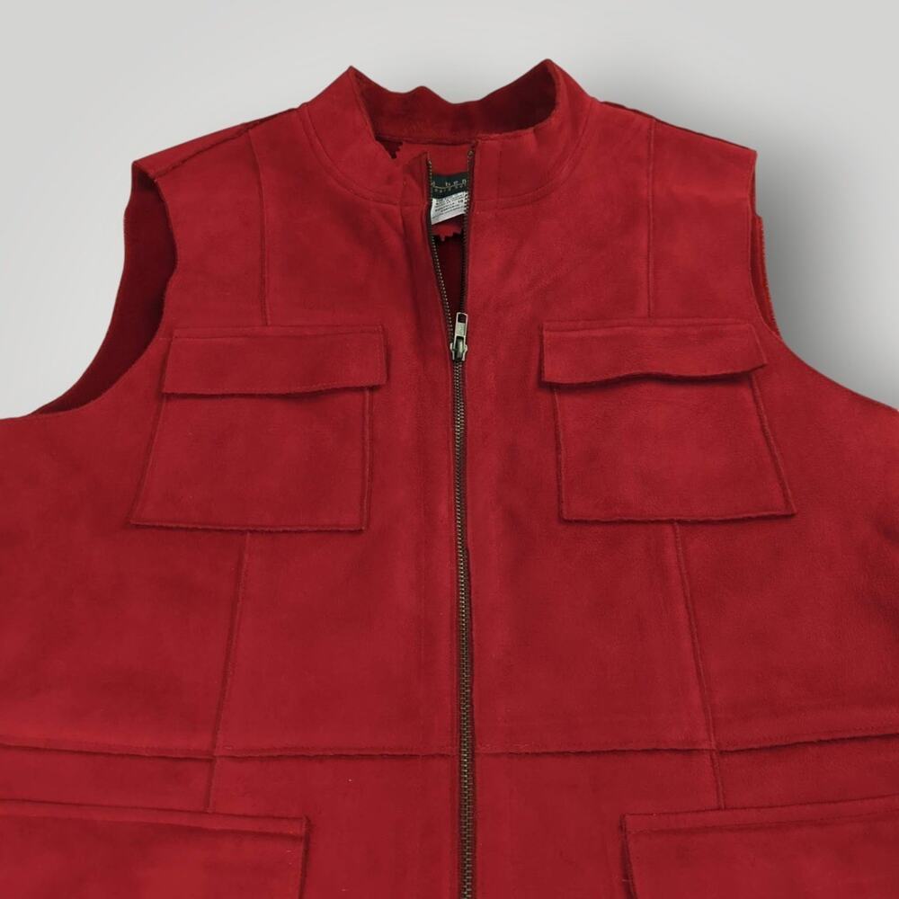 VTG Harvey Bernard by Bernard Holtzman Red Microfiber Utility Vest Women’s 10